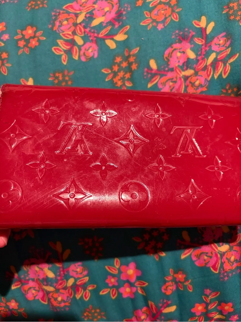 Louis Vuitton Red Vernis Embossed Long Wallet